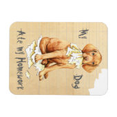 私のVizsla食べの宿題 マグネット (横)