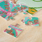 私のXOXO リトルプリンセス フラワール アート プリント デザイン ジグソーパズル (側面)