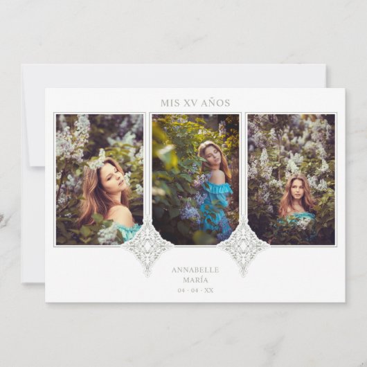 私のXV年スペインの3写真セージレース効果 招待状 (正面)