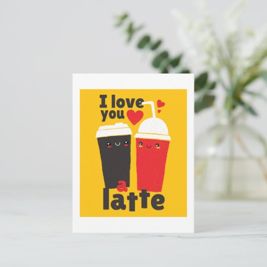 私はあなたおもしろいが大好きラテコーヒーバレンティングラフィックス ポストカード (スタンド正面)