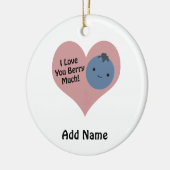 私はあなたおもしろいのベリーが大好き可愛いかわいいブルーベリー セラミックオーナメント (左)