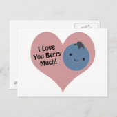 私はあなたおもしろいのベリーが大好き可愛いかわいいブルーベリー ポストカード (正面/裏面)