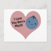 私はあなたおもしろいのベリーが大好き可愛いかわいいブルーベリー ポストカード (正面)