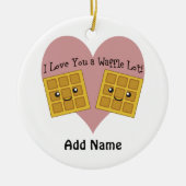 私はあなたおもしろいをワッフルロット可愛いかわいいワッフル セラミックオーナメント (正面)