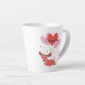 私はあなたかわいいダシュンドッグ赤いハートバルーン カフェラテマグ (右アングル)