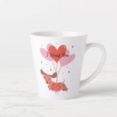 私はあなたかわいいダシュンドッグ赤いハートバルーン カフェラテマグ (右)