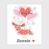私はあなたかわいいダシュンドッグ赤いハートバルーン シール (シート)