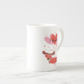 私はあなたかわいいダシュンドッグ赤いハートバルーン ボーンチャイナマグカップ (正面右)