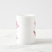私はあなたかわいいダシュンドッグ赤いハートバルーン ボーンチャイナマグカップ (正面)