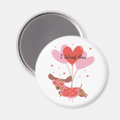 私はあなたかわいいダシュンドッグ赤いハートバルーン マグネット (正面/裏面)