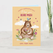 私はあなたがとても幸せな母の日かわいい熊を愛する シーズンカード (正面)