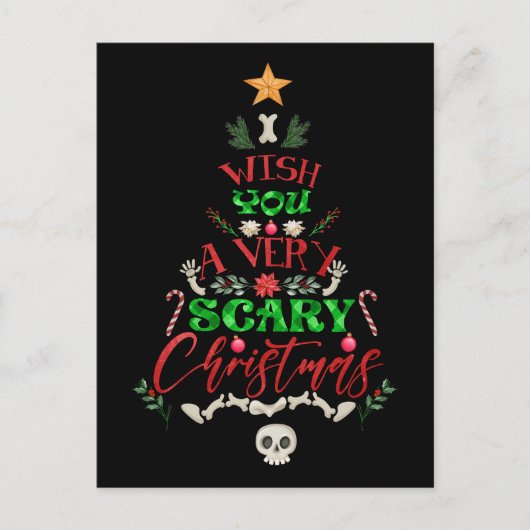 私はあなたがとても怖いクリスマスツリーのスケルトンを望む ポストカード (正面)