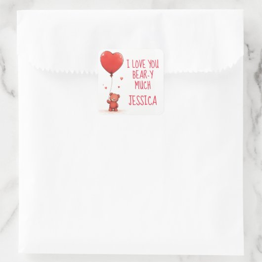 私はあなたがとても愛しテディベアバレンタイン名 スクエアシール (バッグ)