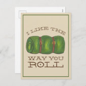 私はあなたがキャンプの眠転がるバッグが好き シーズンポストカード (正面/裏面)