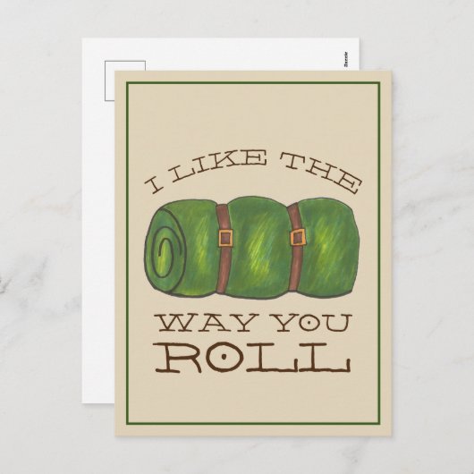 私はあなたがキャンプの眠転がるバッグが好き シーズンポストカード (正面/裏面)