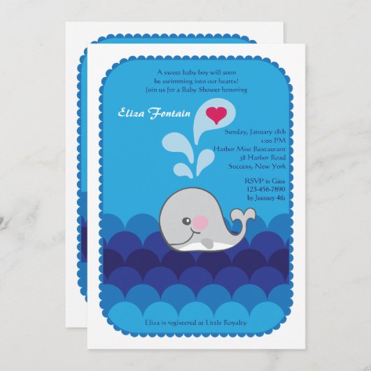 私はあなたがクジラの招待状を言った大好き 招待状 (正面/裏面)