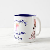 私はあなたがダルマチアンパピーバラ花を愛する ツートーンマグカップ (正面右)