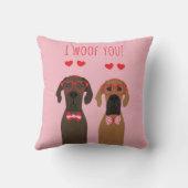 私はあなたがバレンタインデー偉大なドーン犬を愛する クッション (裏面)