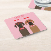 私はあなたがバレンタインデー偉大なドーン犬を愛する ペーパーコースター (アングル)