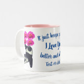 私はあなたがパンダの花をジャグリングするのが大好パーソナライズされたき ツートーンマグカップ (正面左)