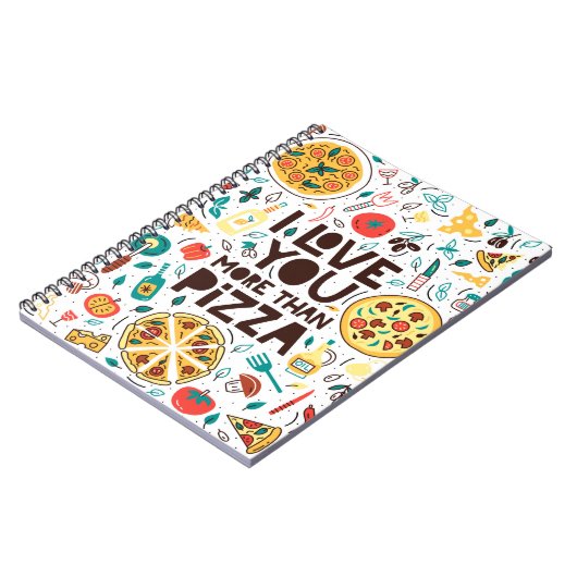 私はあなたがピザより愛している。食品イタリアンレタリング ノートブック (左側)
