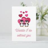 私はあなたがペンギンの愛のカードなしでワドル サンキューカード (スタンド正面)