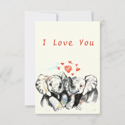 私はあなたがロマンチックなカップル象のカードを愛し絵画ている カード (正面)