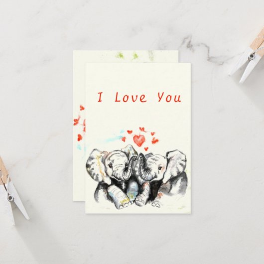 私はあなたがロマンチックなカップル象のカードを愛し絵画ている カード (正面/裏面インサイチュ)