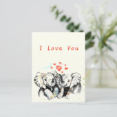 私はあなたがロマンチックなカップル象のカードを愛し絵画ている ポストカード (スタンド正面)