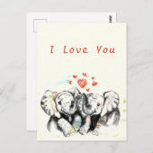 私はあなたがロマンチックなカップル象のカードを愛し絵画ている ポストカード (正面/裏面)