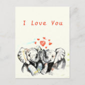 私はあなたがロマンチックなカップル象のカードを愛し絵画ている ポストカード (正面)