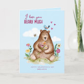 私はあなたが大好き非常に幸せなバレンタインデーのクマ シーズンカード (正面)