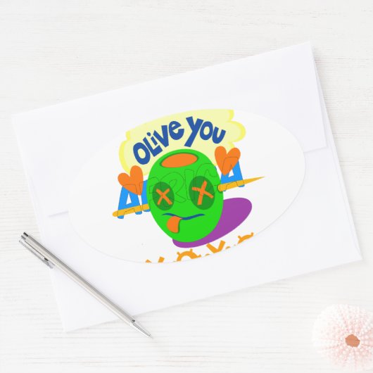 私はあなたが大好きXOXO美しい素晴らしいグラフィック文字アート 楕円形シール (封筒)