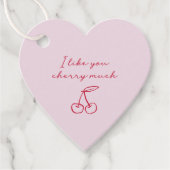 私はあなたが好きさくらんぼ多くのバレンタインデイピンク フェイバータグ (正面)
