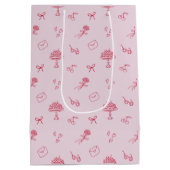 私はあなたが好きさくらんぼ多くのバレンタインデイピンク ミディアムペーパーバッグ (裏面)