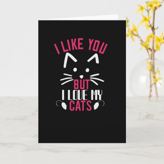 私はあなたが好きですが、私の猫は大好きです カード (黄色い花)