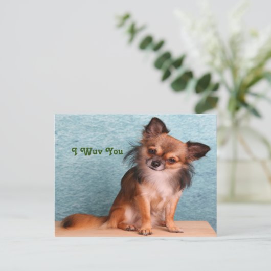 私はあなたが子犬の挨拶を愛している ポストカード (スタンド正面)
