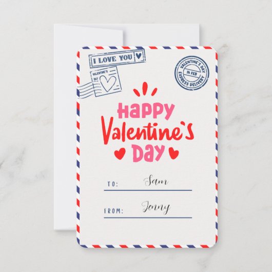私はあなたが幸せなバレンタインデーロマンチックな挨拶を愛する サンキューカード (正面)