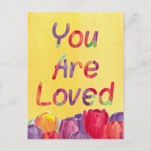 私はあなたが愛されている水色チューリップ ポストカード (正面)