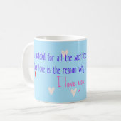 私はあなたが犠牲になったことをありがたく思う コーヒーマグカップ (正面左)