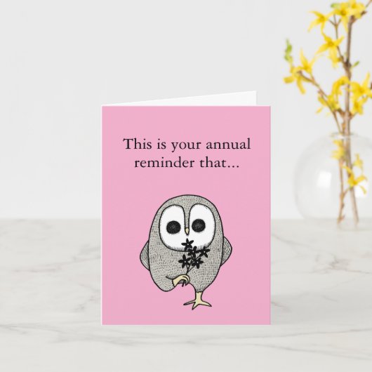 私はあなたが生まれゴシックおもしろいフクロウ誕生日 カード (黄色い花)