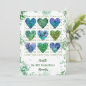 私はあなたが私のバレンタインの水の色のハート シーズンカード (スタンド正面)