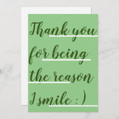 私はあなたが私の理由でありがとうスマイル サンキューカード (正面/裏面)