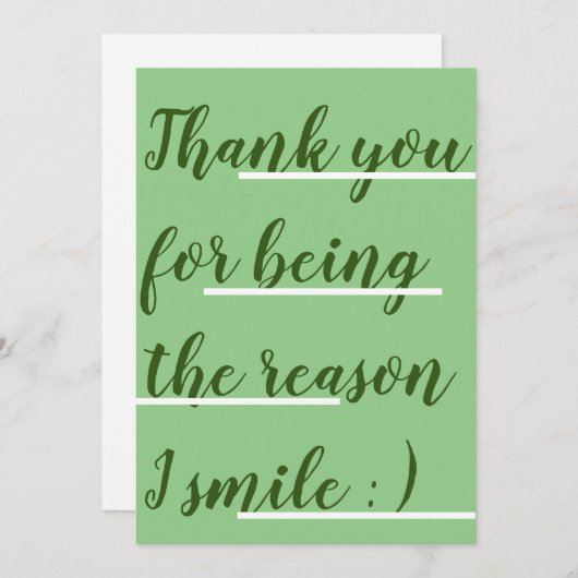 私はあなたが私の理由でありがとうスマイル サンキューカード (正面/裏面)