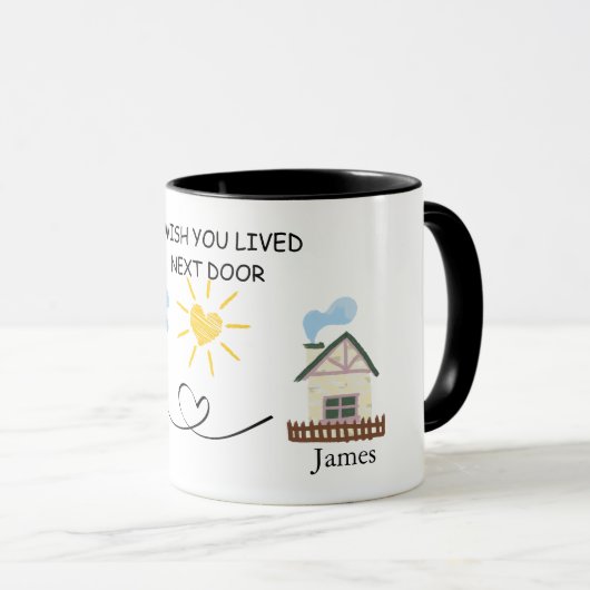 私はあなたが隣のドアの名前コーヒーマグ住んでいることを望む マグカップ (正面右)