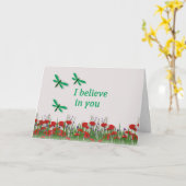 "私はあなたで"トンボを持つ勇気付けられるを信じます カード (黄色い花)