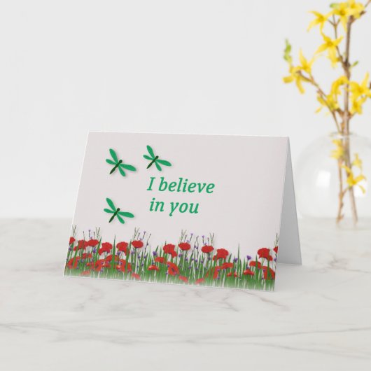 "私はあなたで"トンボを持つ勇気付けられるを信じます カード (黄色い花)