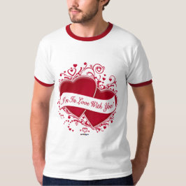 私はあなたと恋してる!赤いハート Tシャツ