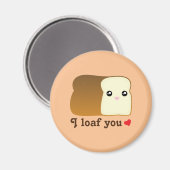 私はあなたにパンのかわいいのおもしろい食べ物パンを食べる マグネット (正面/裏面)