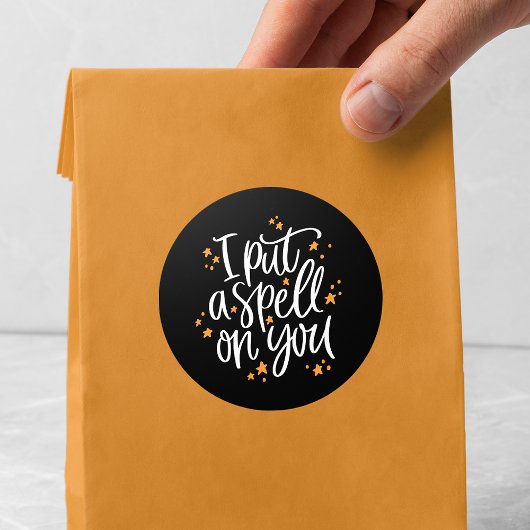 私はあなたにブラック&オレンジのハロウィーンを魔法をかけた ラウンドシール